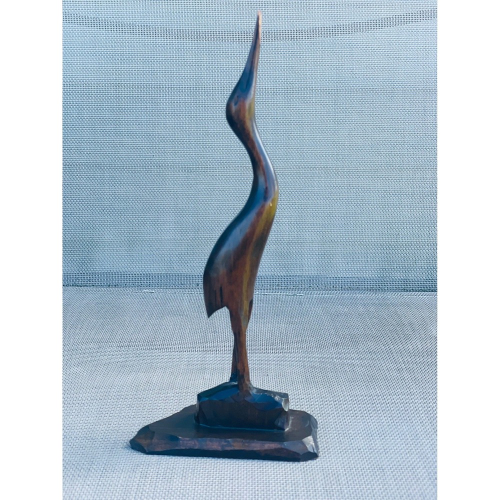 Unbranded Crane Figurine Home Decor Small Brown Fair Hand Carved Wood Statue